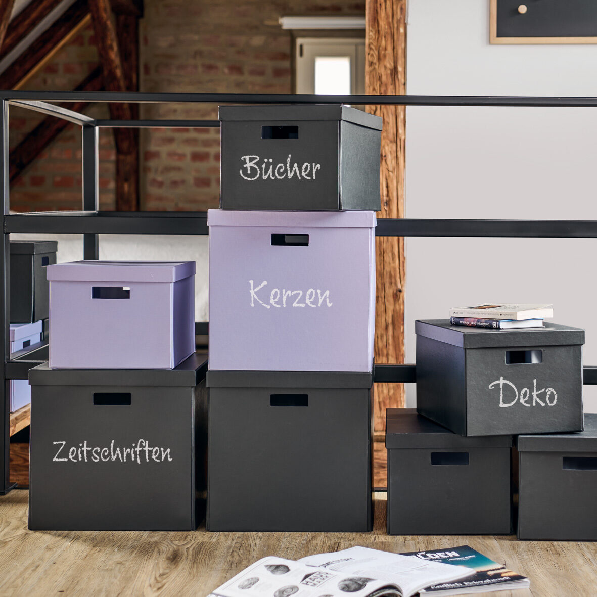 zeller-present-home-aufbewahrungsbox-karton-schwarz-faltbar image 7