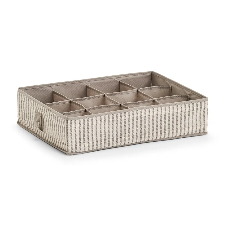 zeller-present-stripes-aufbewahrungsbox-12-f-cher-beige-vlies image 1