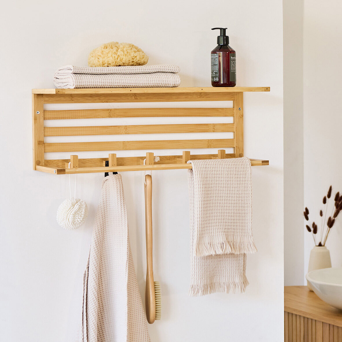 zeller-present-home-wandregal-bambus-mit-haken-garderobe image 3