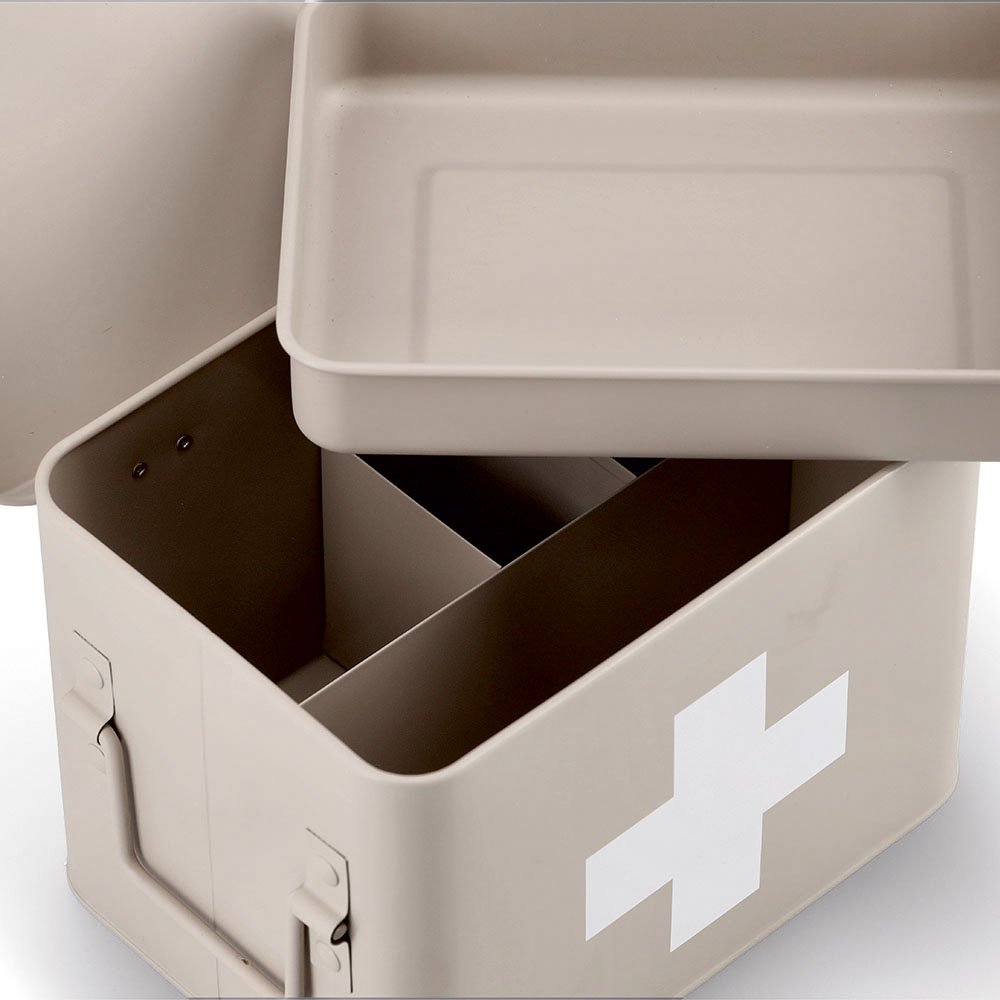 zeller-present-home-medizinbox-metall-beige-mit-deckel-kreuz image 2
