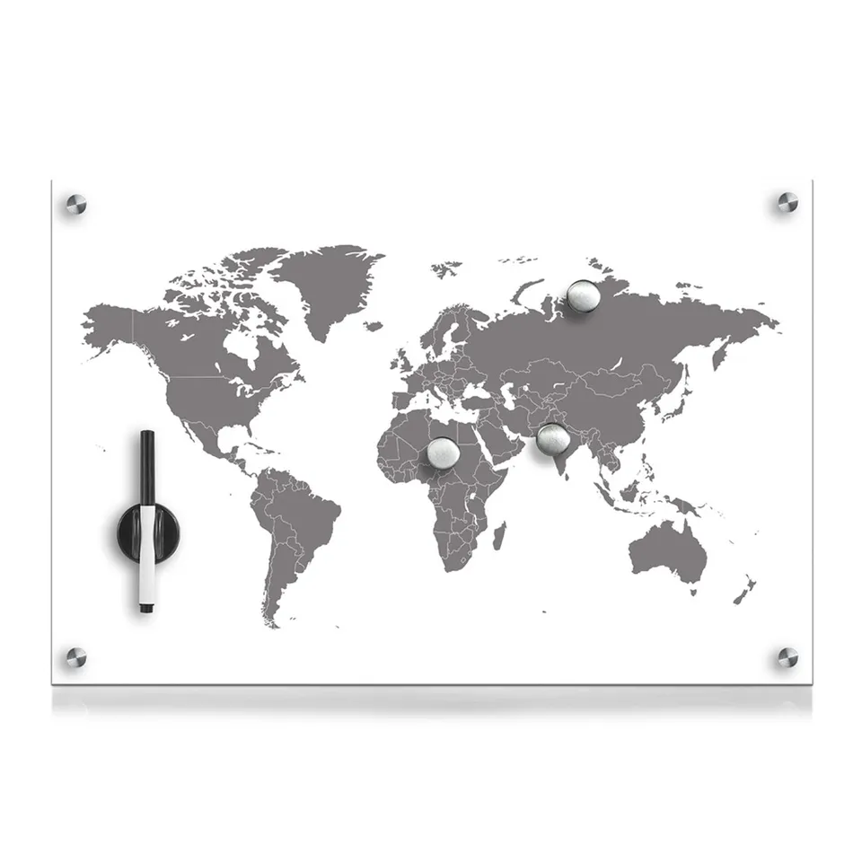 zeller-present-office-memoboard-world-map-glas-beschreibbar image 1