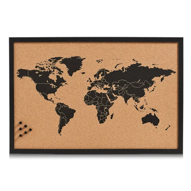 zeller-present-office-pinboard-world-pinnwand-schwarz-kork image 1
