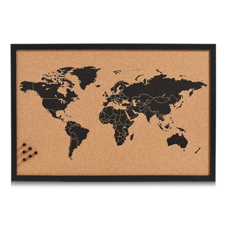 zeller-present-office-pinboard-world-pinnwand-schwarz-kork image 1