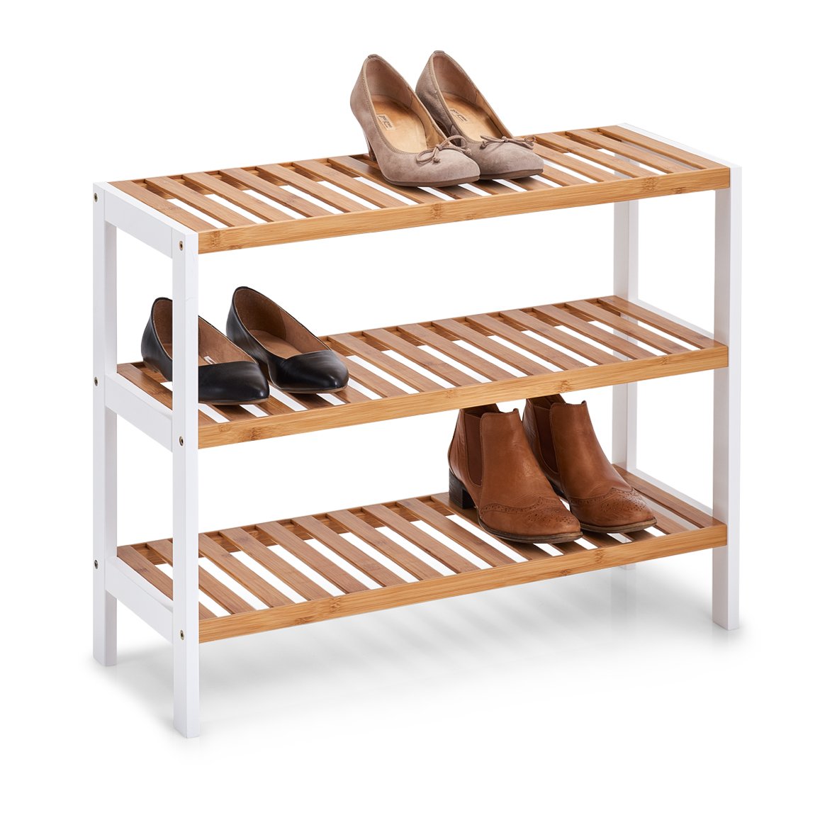 zeller-present-home-schuhregal-3-ablagen-bambus-mdf-wei image 3
