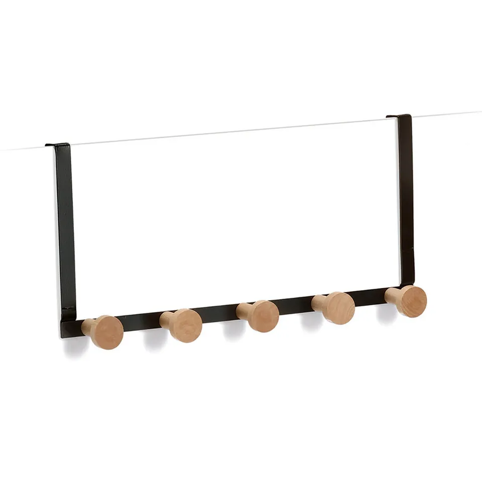 zeller-present-home-t-rh-nger-5-haken-metall-holz-schwarz image 1