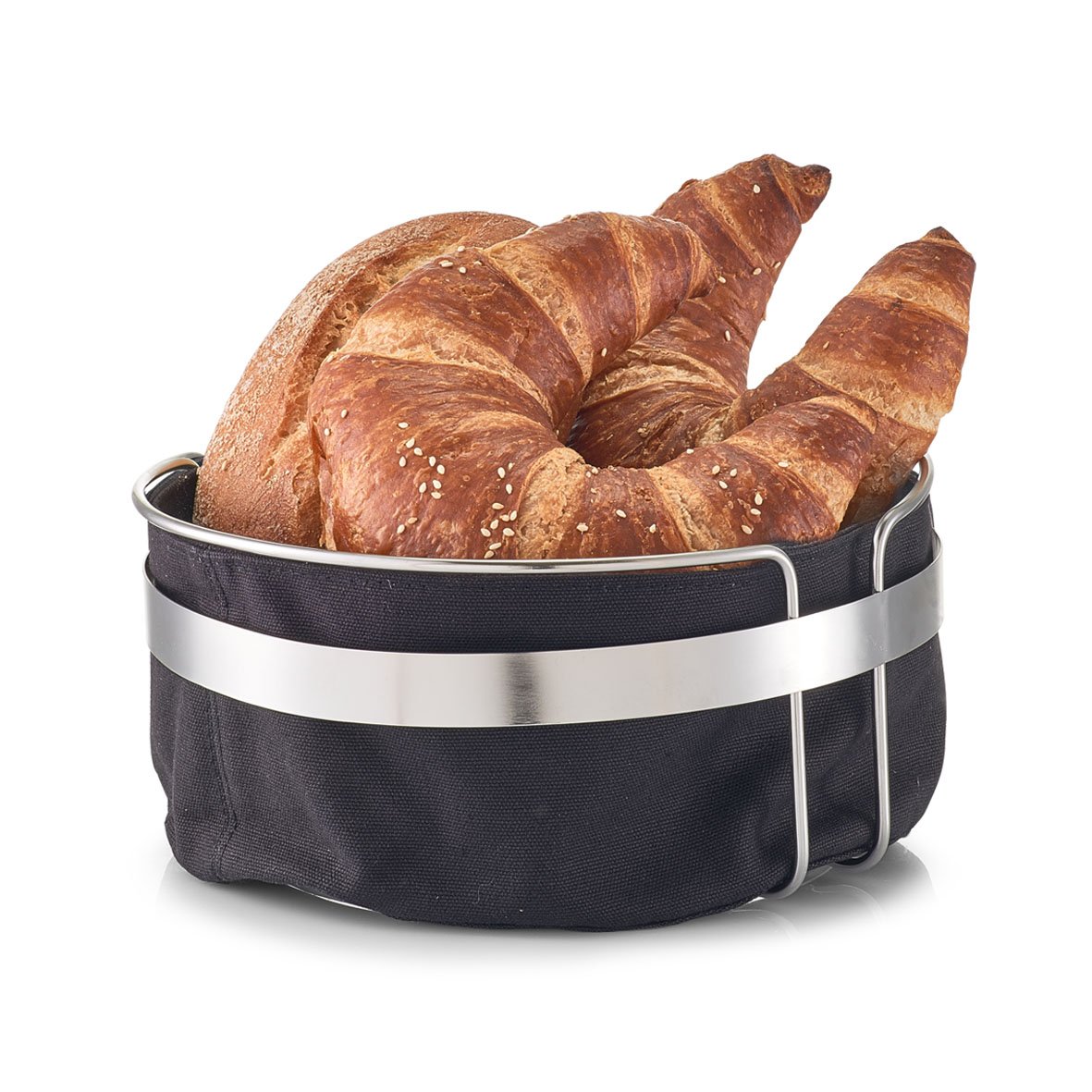 zeller-present-k-che-brotkorb-metall-baumwolle-schwarz image 2