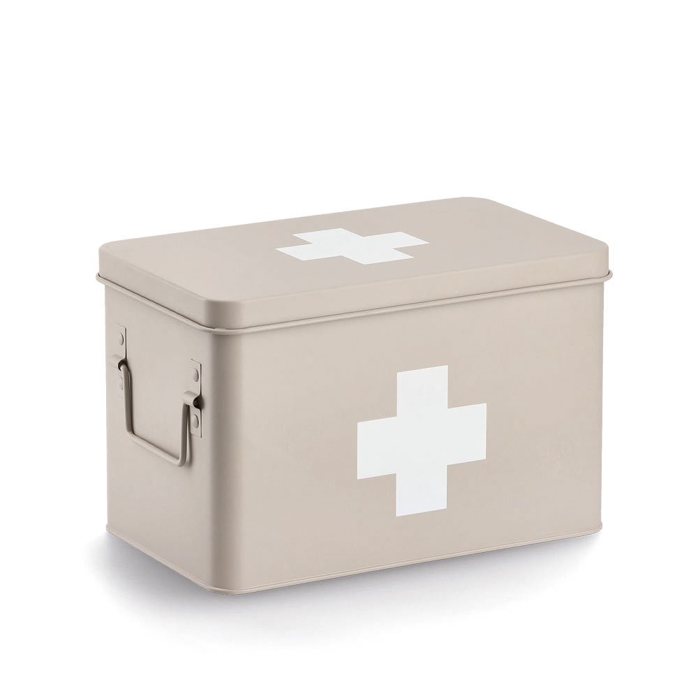 zeller-present-medizinbox-metall-beige-tablettenbox-mit-deckel image 1