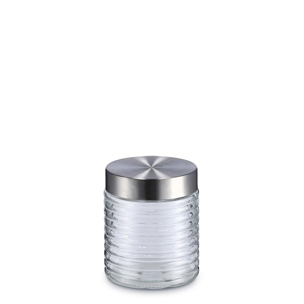 zeller-present-vorratsglas-gerillt-edelstahldeckel-650-ml image 1