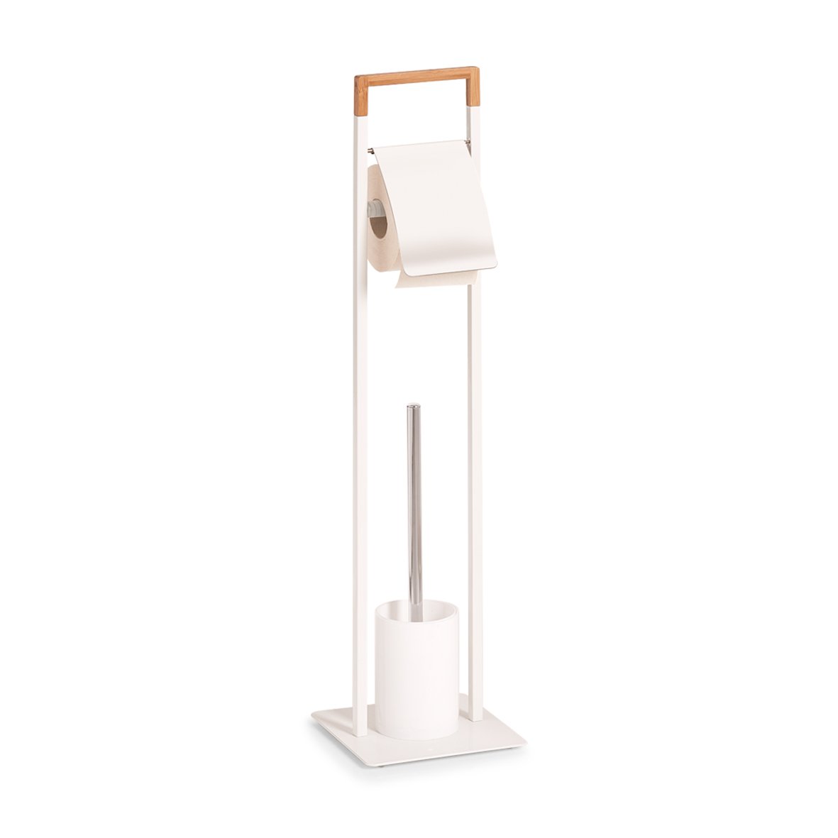 zeller-present-bad-wc-garnitur-wei-metall-bambus-freistehend image 1