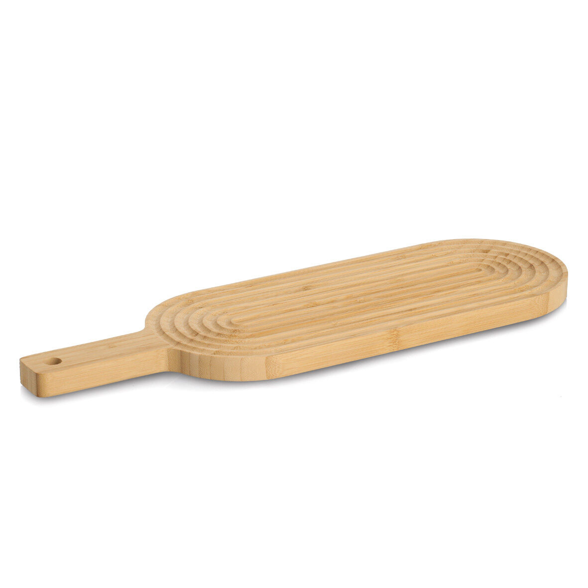 zeller-present-k-che-schneidebrett-stripes-bambus-mit-griff-oval image 1