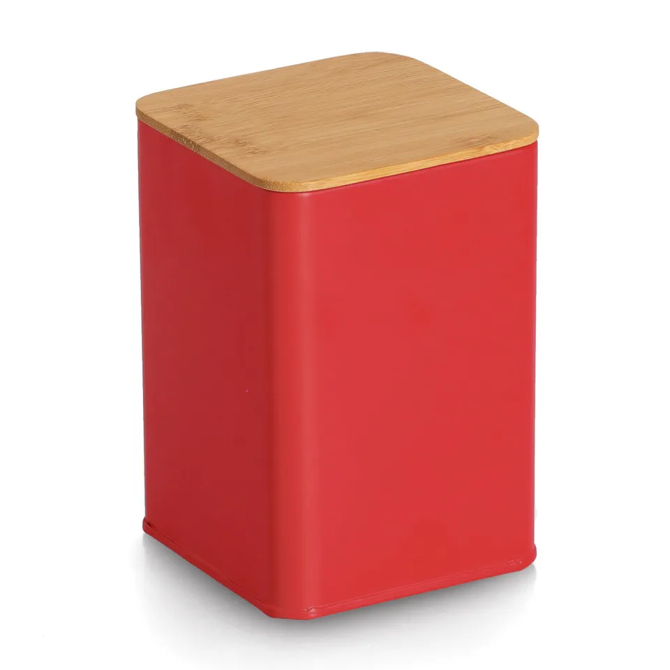 zeller-present-vorratsdose-bambusdeckel-1100-ml-rot-metall image 1