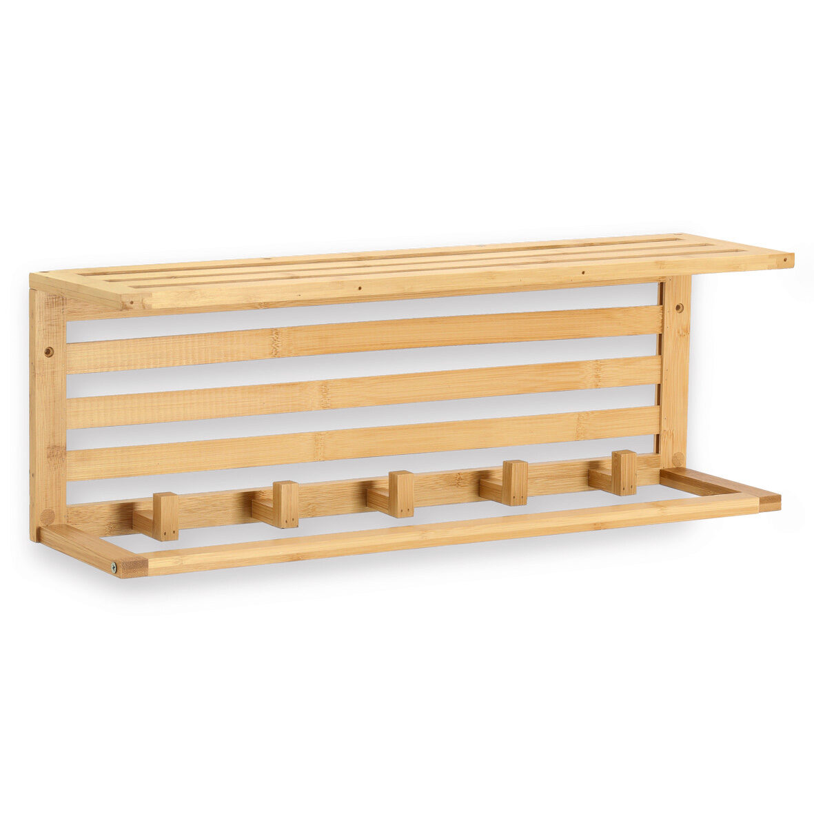 zeller-present-home-wandregal-bambus-mit-haken-garderobe image 1