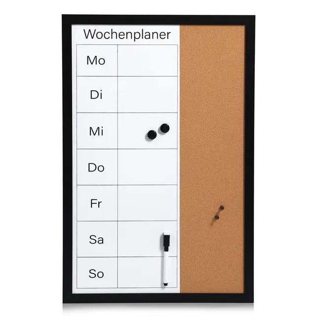 zeller-present-office-wochenplaner-kork-schwarz-abwischbar image 1