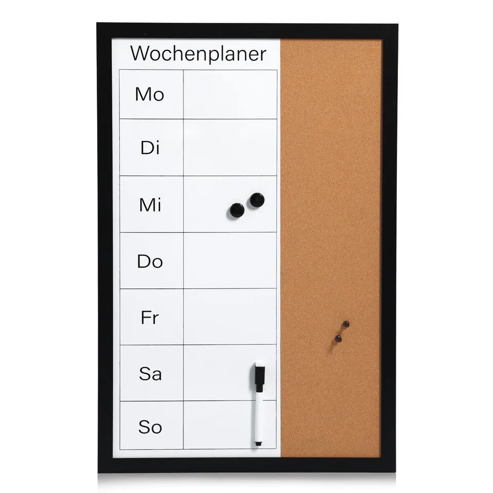 zeller-present-office-wochenplaner-kork-schwarz-abwischbar image 1