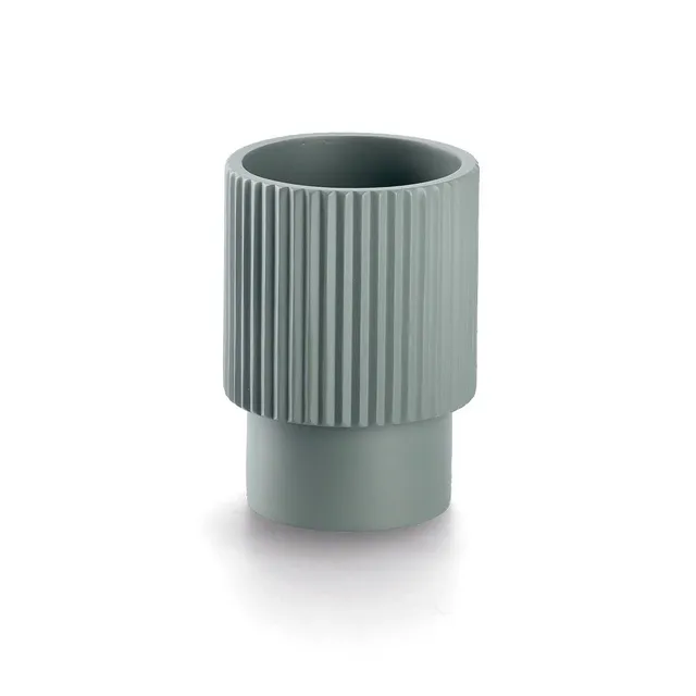 zeller-bad-zahnputzbecher-stripes-polyresin-salbei image 1