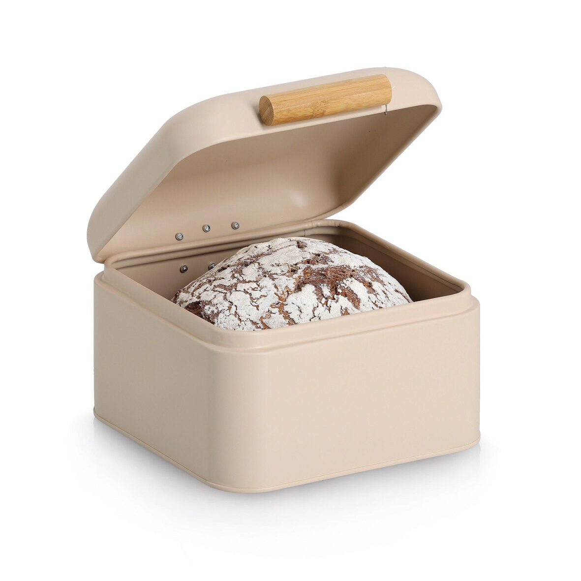 zeller-present-k-che-brotkasten-metall-bambus-beige-retro image 2