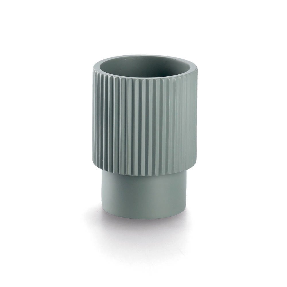 zeller-bad-zahnputzbecher-stripes-polyresin-salbei image 1