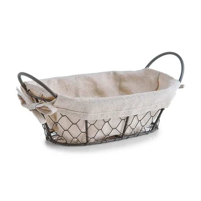 zeller-present-brotkorb-countrystyle-metall-leinen image 1