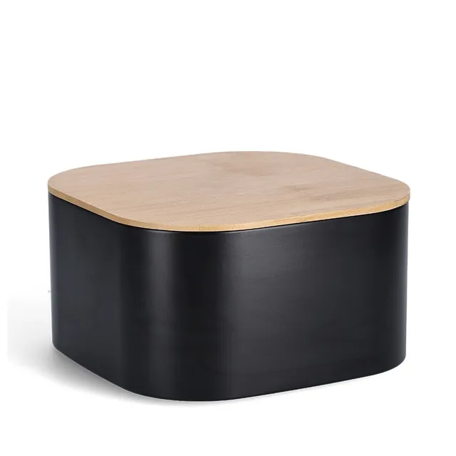 zeller-present-brotkasten-metall-schwarz-mit-bambusdeckel image 1