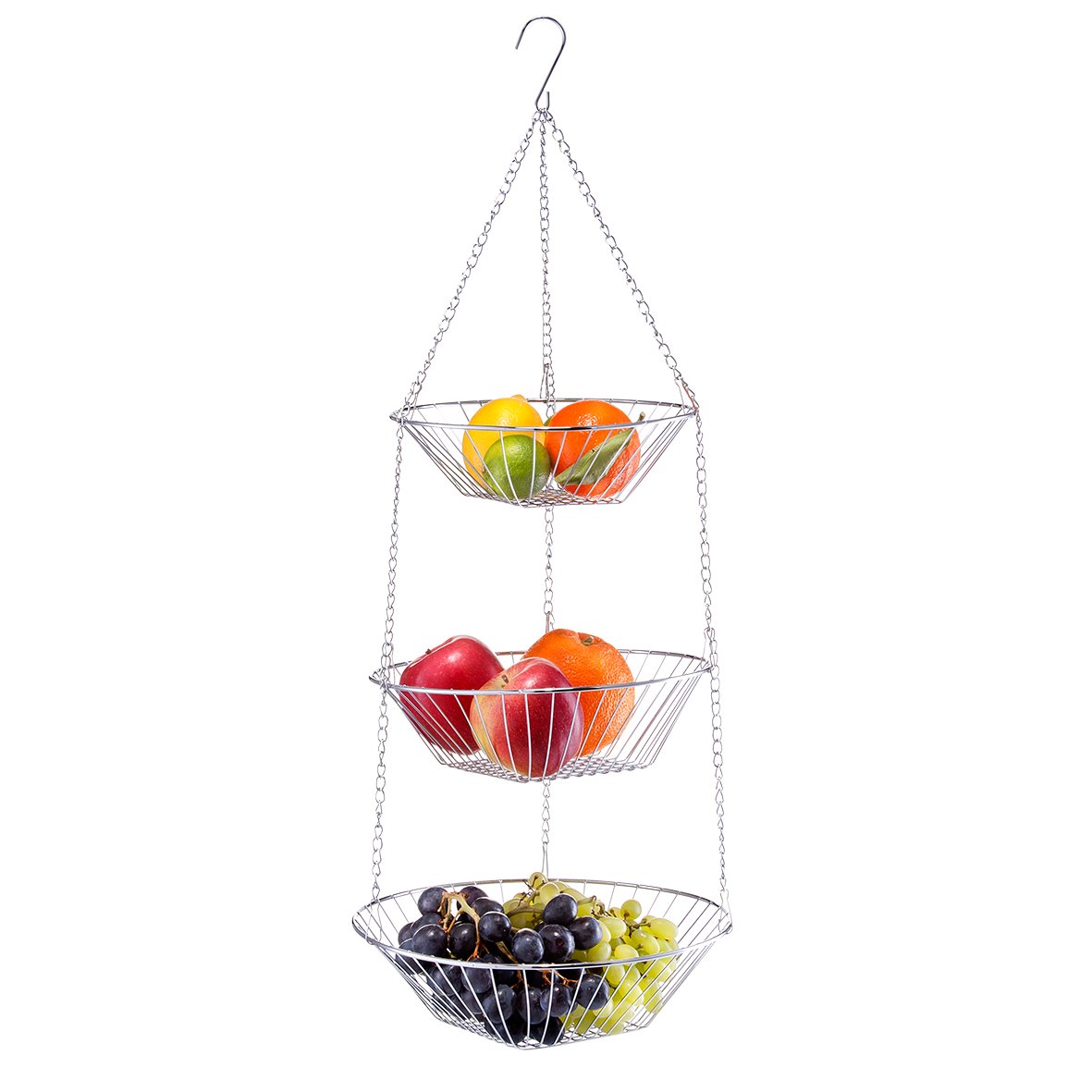 zeller-present-h-ngekorb-3-fach-metall-verchromt-obstkorb image 2