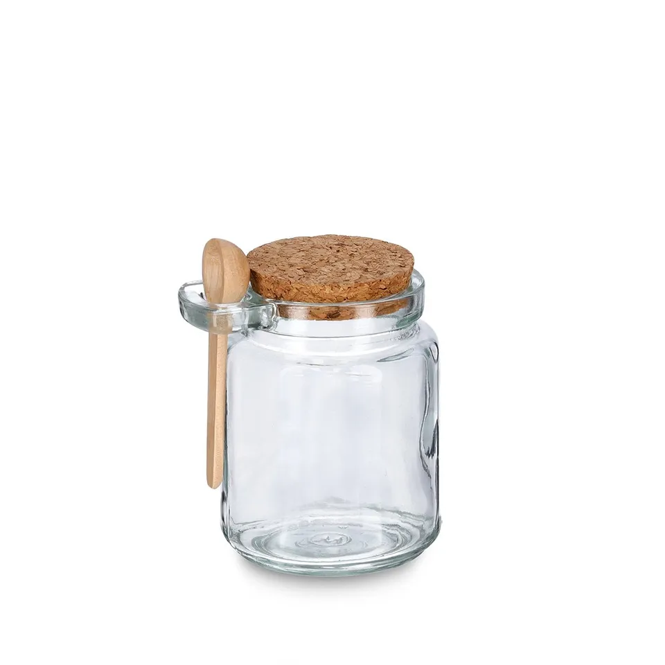 zeller-present-k-che-vorratsglas-240-ml-korkdeckel-mit-l-ffel image 1