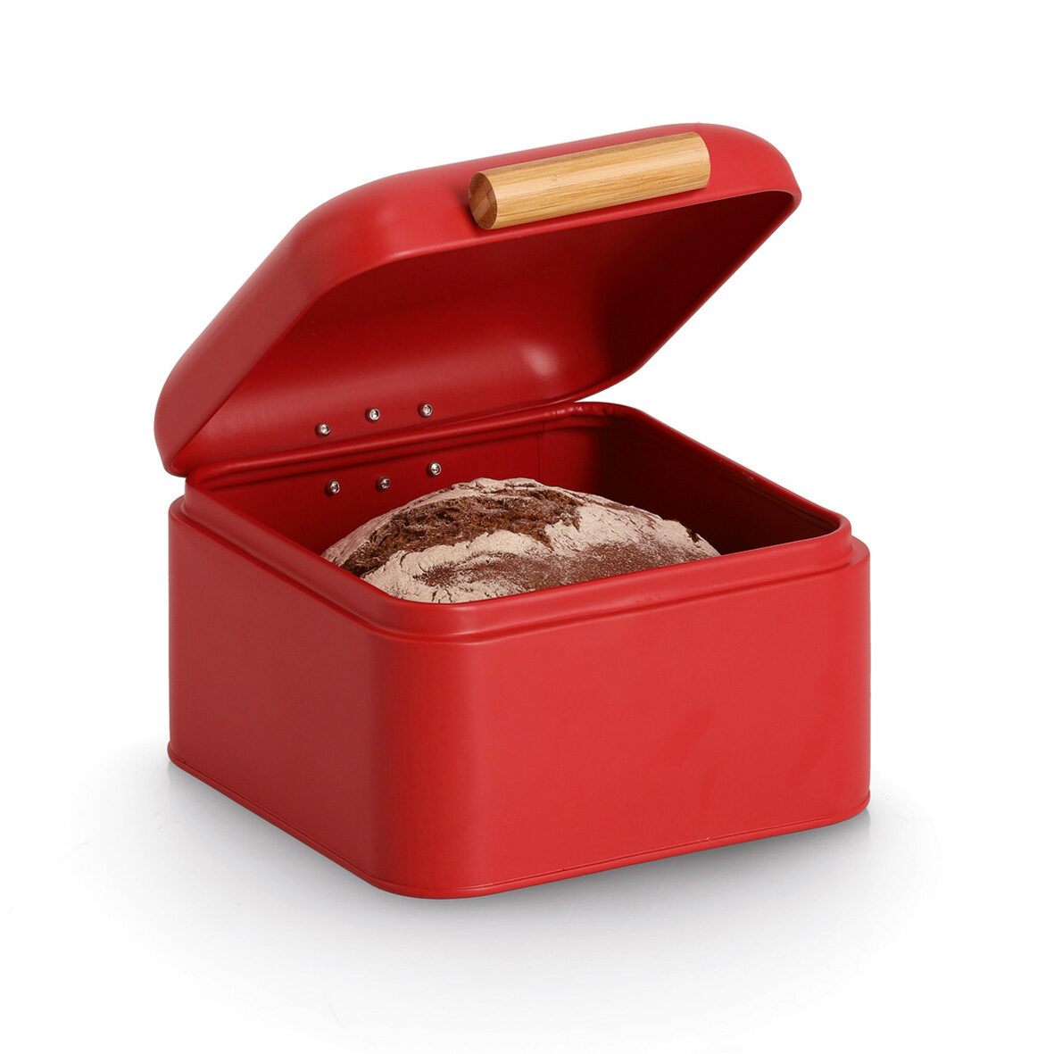 zeller-present-k-che-brotkasten-metall-rot-bambusgriff image 4