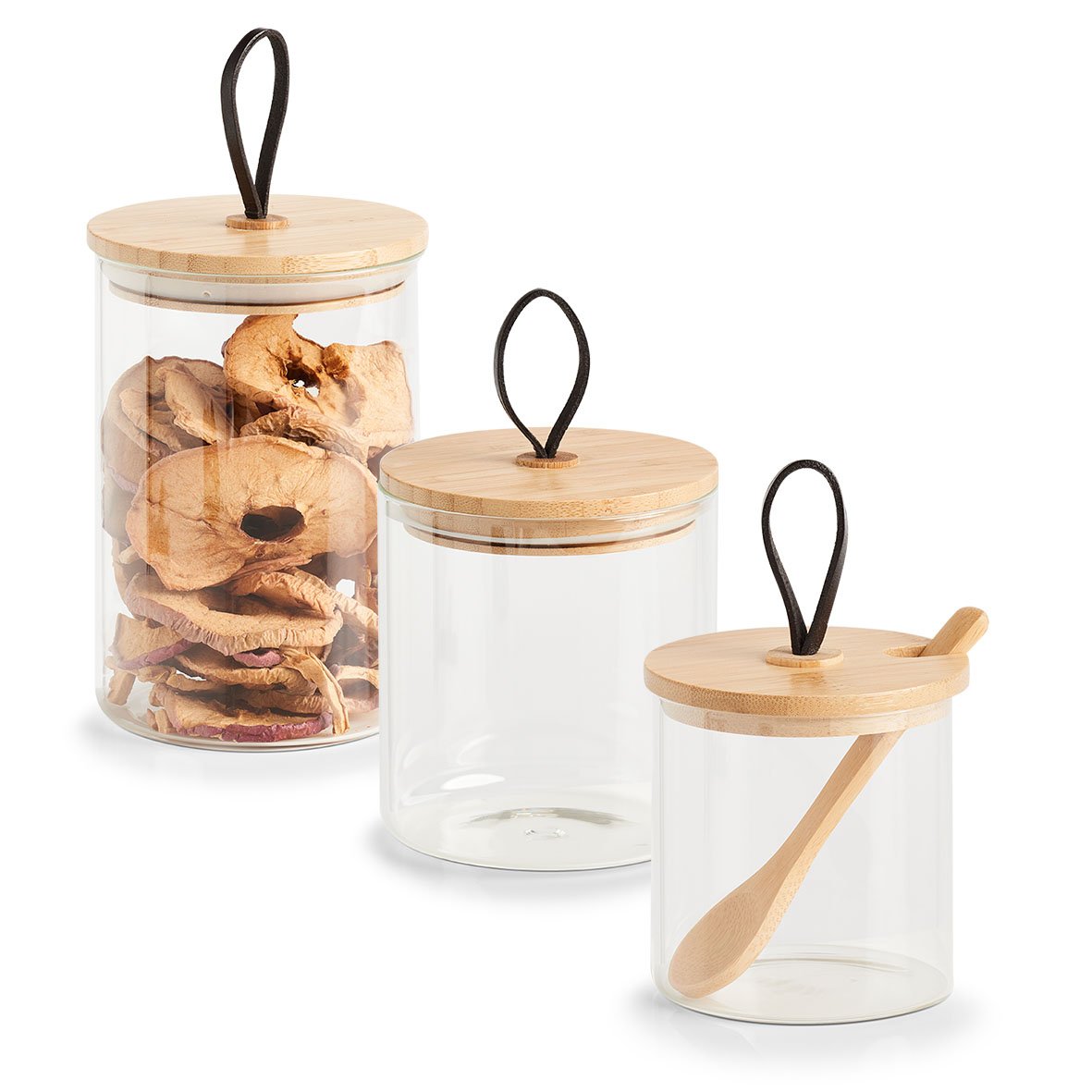 zeller-present-k-che-vorratsglas-320-ml-bambusdeckel-mit-l-ffel image 3