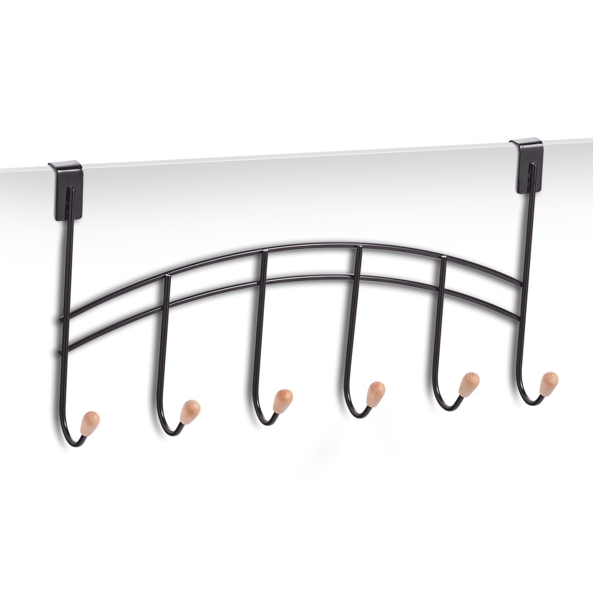 zeller-present-home-living-t-rh-nger-6-haken-metall-holz-schwarz image 1