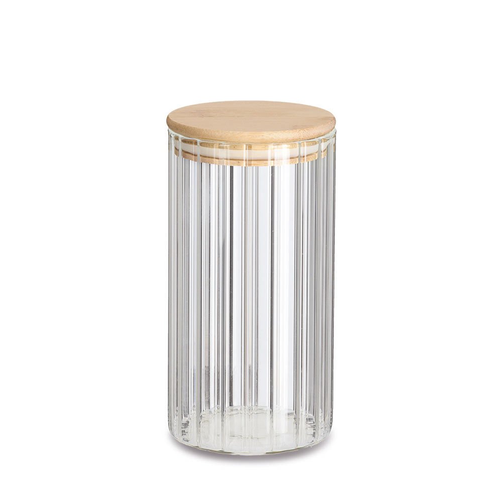 zeller-present-k-che-vorratsglas-rillen-bambusdeckel-850-ml-glas image 1