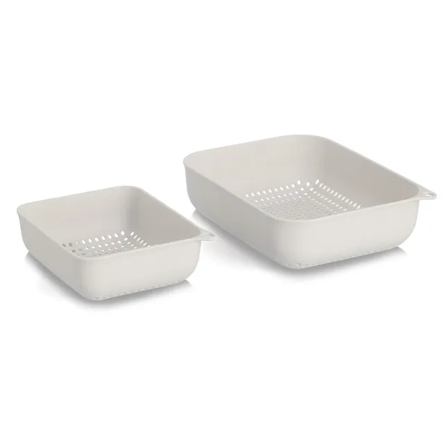 zeller-present-k-che-sieb-set-2-tlg-kunststoff-creme-eckig image 1