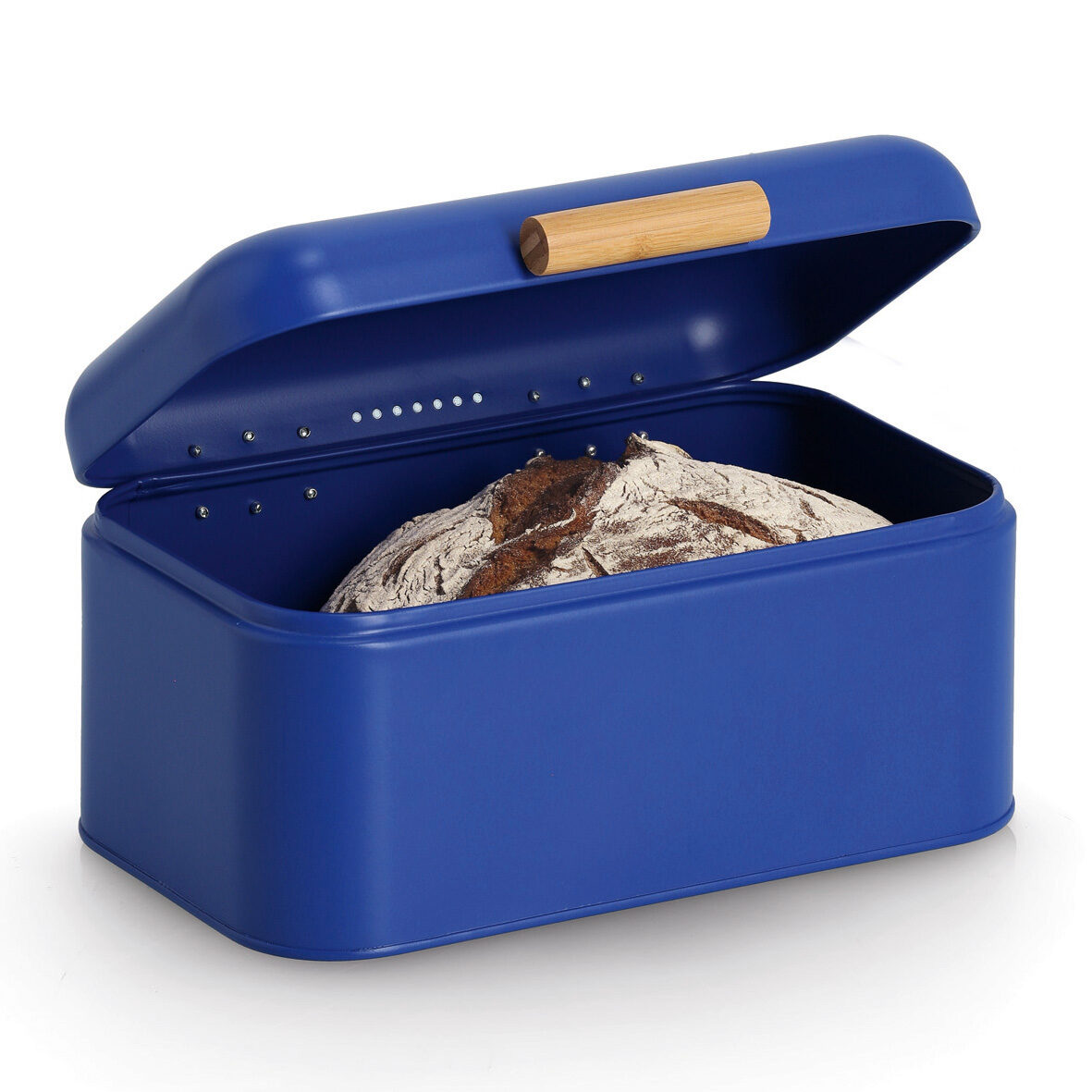 zeller-present-k-che-brotkasten-metall-brotbox-blau-retro image 2
