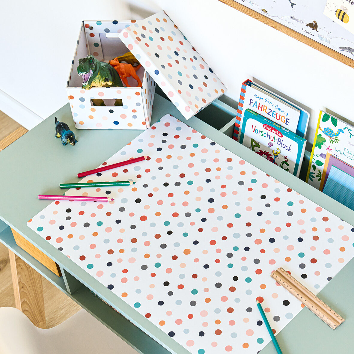 zeller-present-home-living-dots-aufbewahrungsbox-karton-bunt image 5