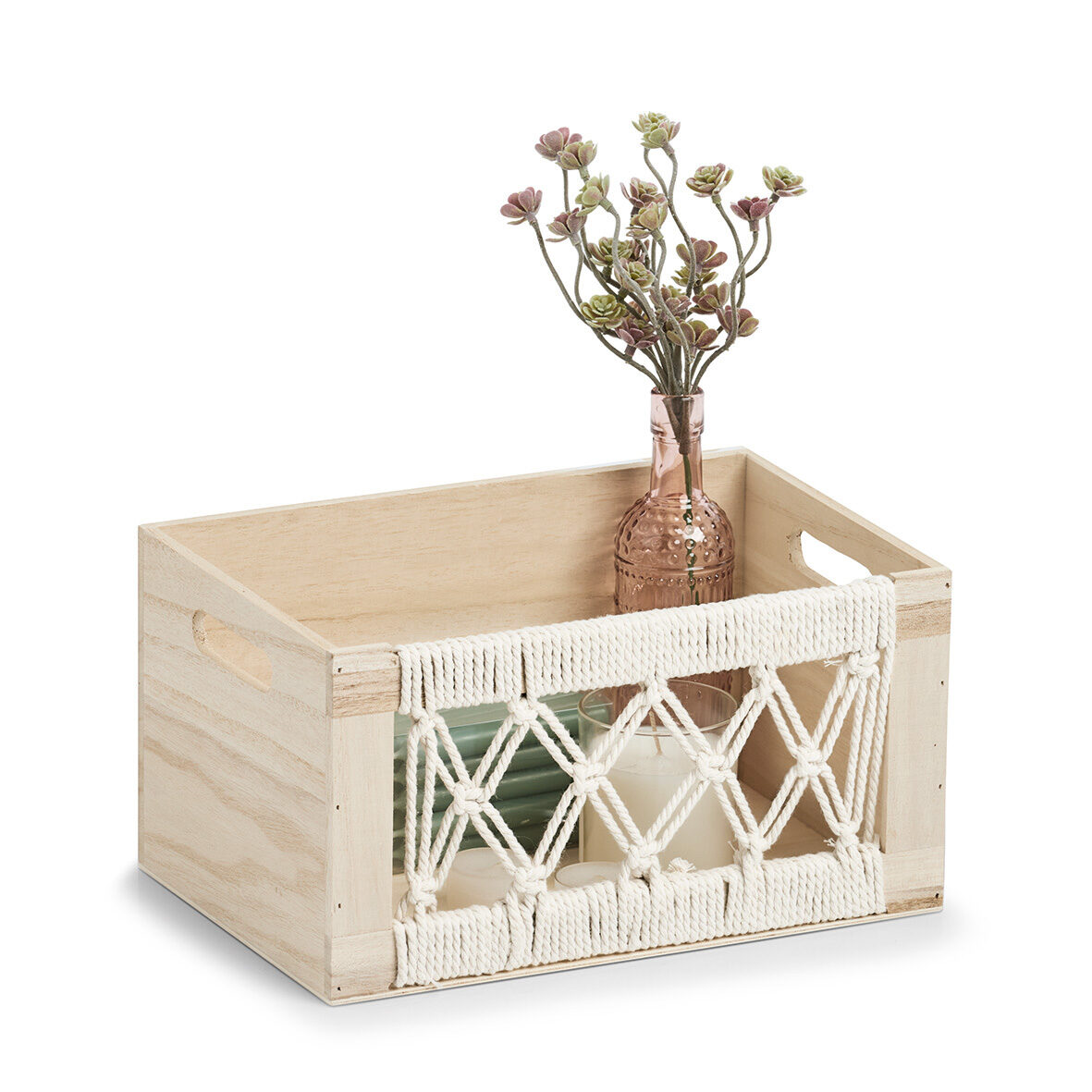 zeller-present-home-aufbewahrungskiste-boho-holz-baumwolle image 2