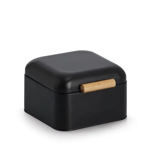 zeller-present-k-che-brotkasten-metall-bambus-schwarz-retro-2 image 1