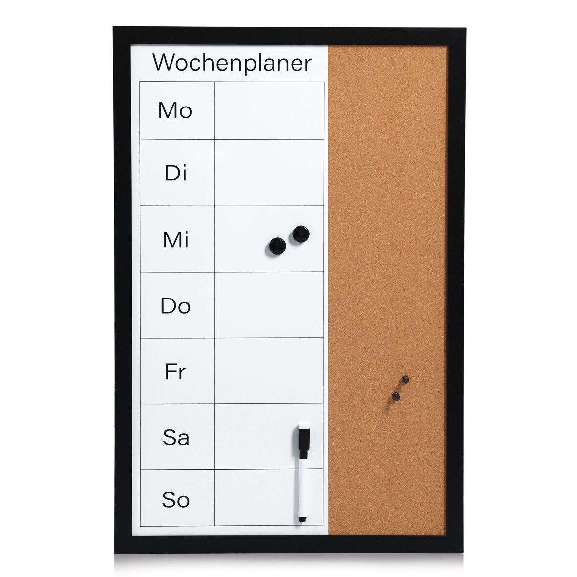 zeller-present-office-wochenplaner-kork-schwarz-abwischbar image 1