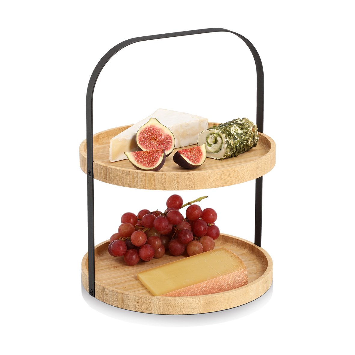 zeller-table-etagere-bambus-metall-schwarz-2-etagig image 2