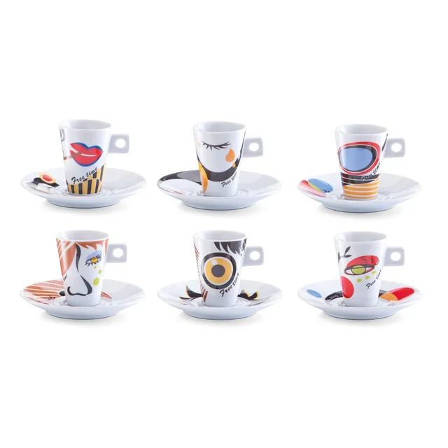 zeller-present-espresso-set-faces-12-tlg-porzellan-6-tassen-bunt image 1