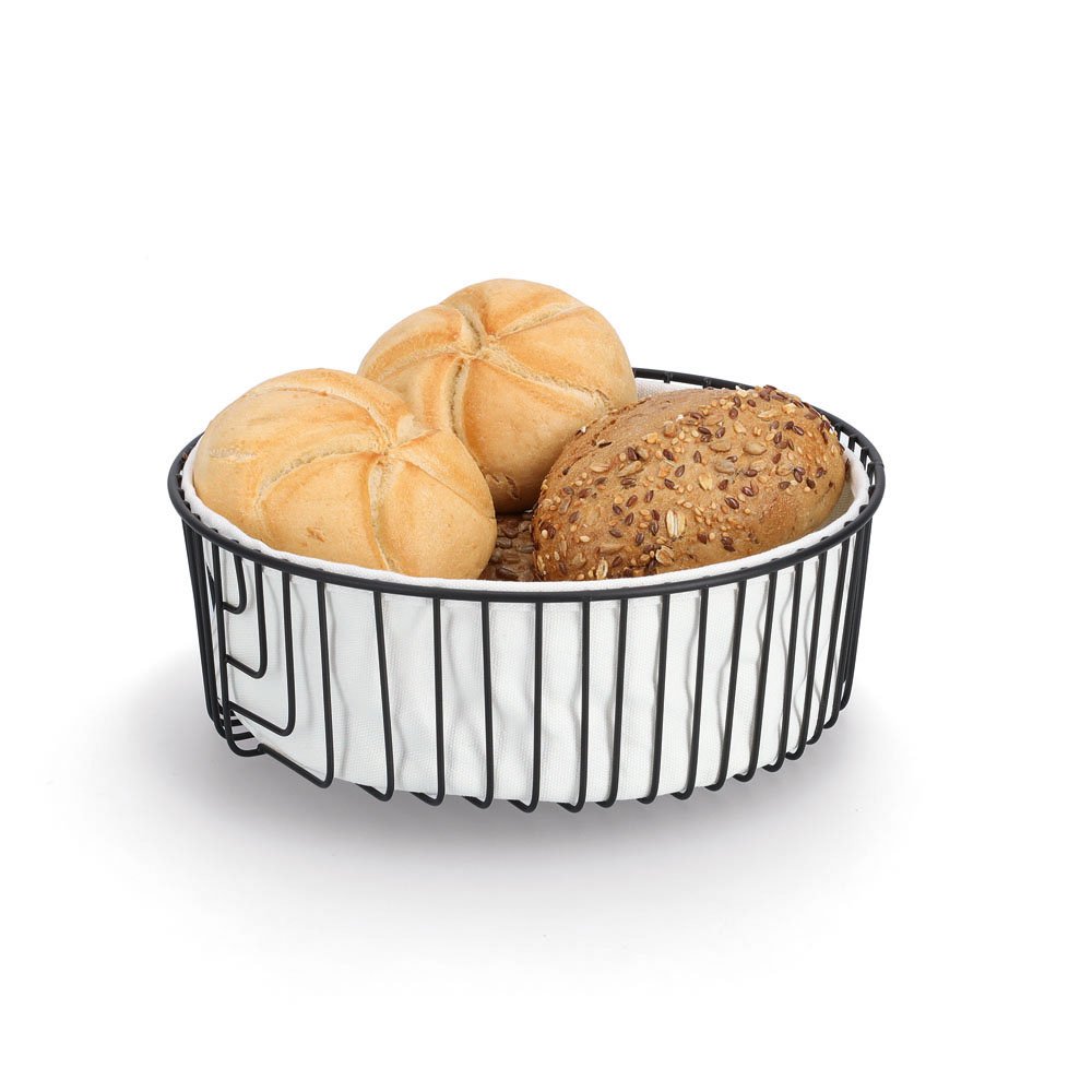zeller-present-k-che-brotkorb-metall-schwarz-mit-beutel image 3