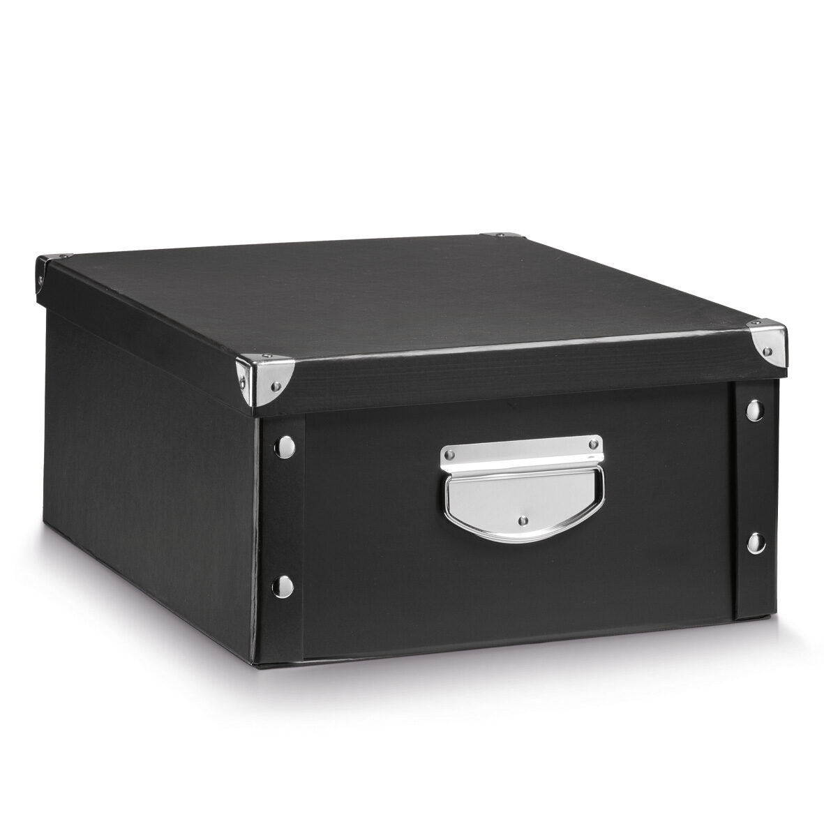 zeller-present-home-living-aufbewahrungsbox-pappe-schwarz-mit-deckel image 1
