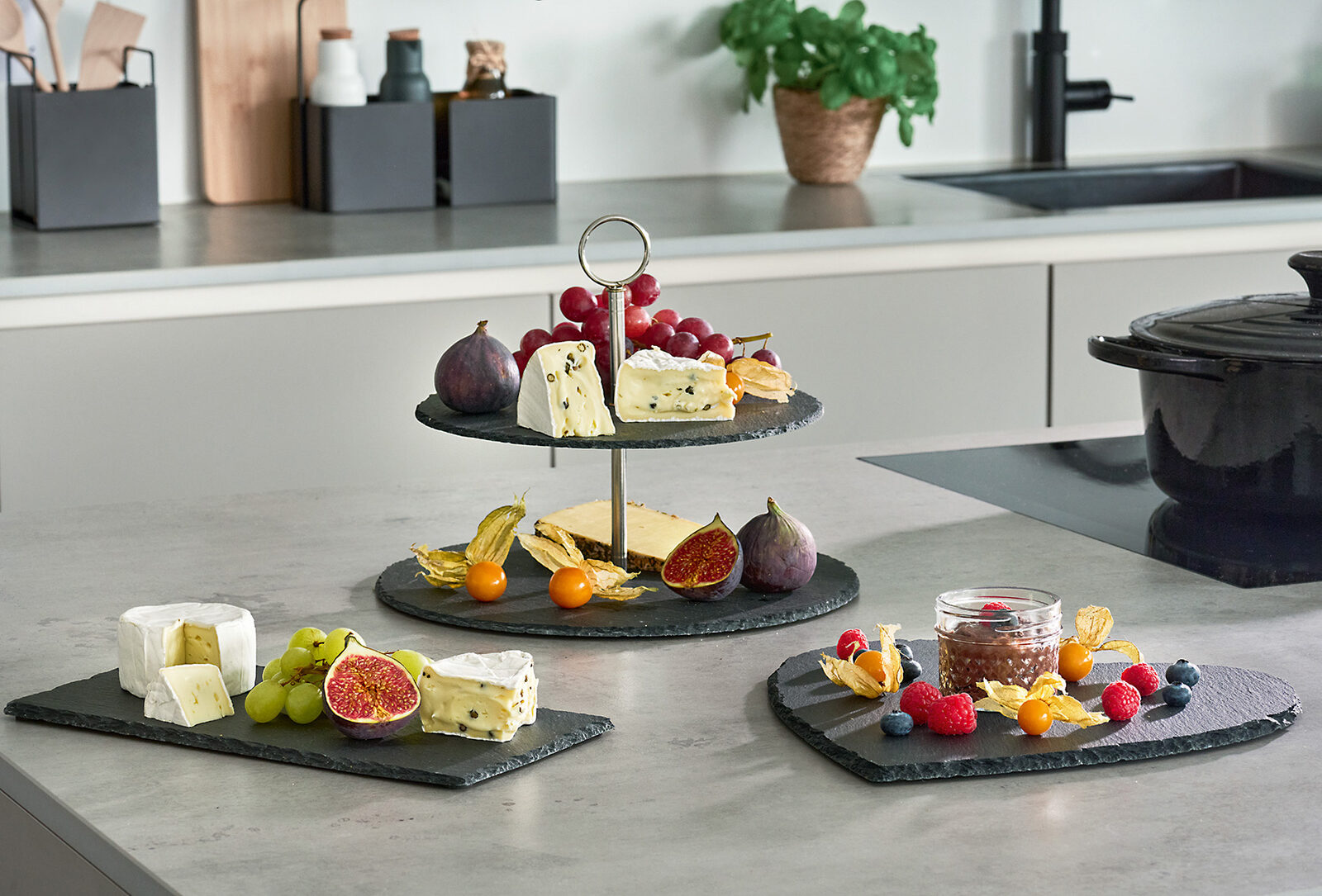 zeller-present-table-etagere-schiefer-metall-2-ebenen-k-seplatte image 4