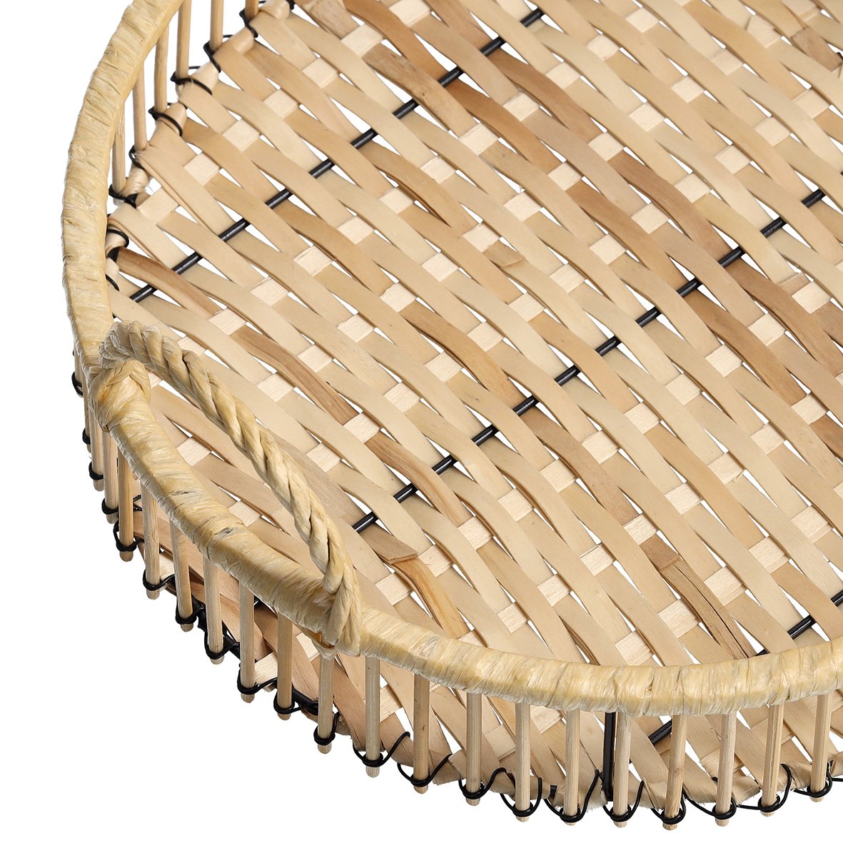 zeller-present-rattan-dekotablett-metall-32-cm-schwarz image 2