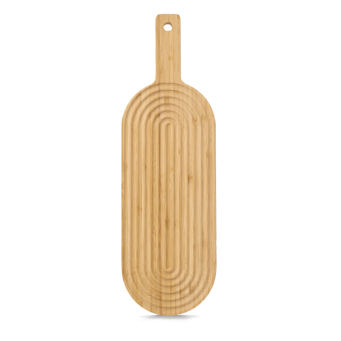 zeller-present-k-che-schneidebrett-stripes-bambus-mit-griff-oval image 4