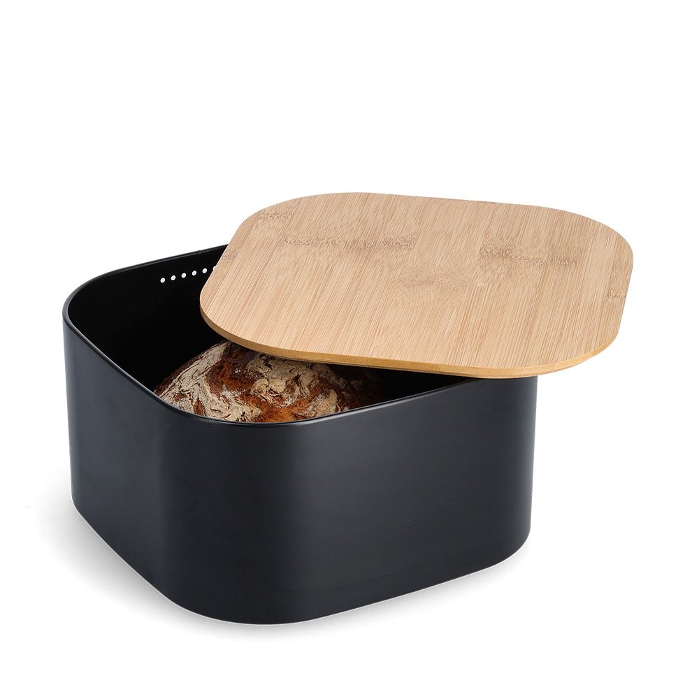 zeller-present-brotkasten-metall-schwarz-mit-bambusdeckel image 4