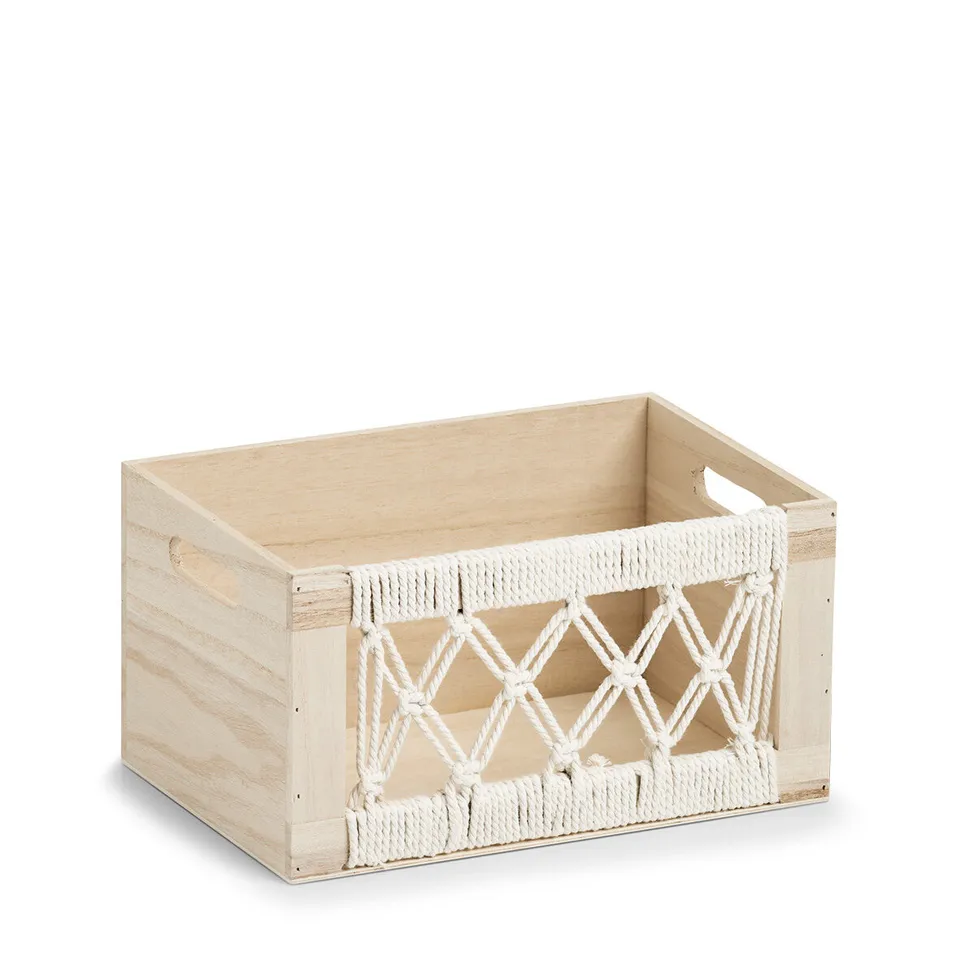 zeller-present-home-aufbewahrungskiste-boho-holz-baumwolle image 1