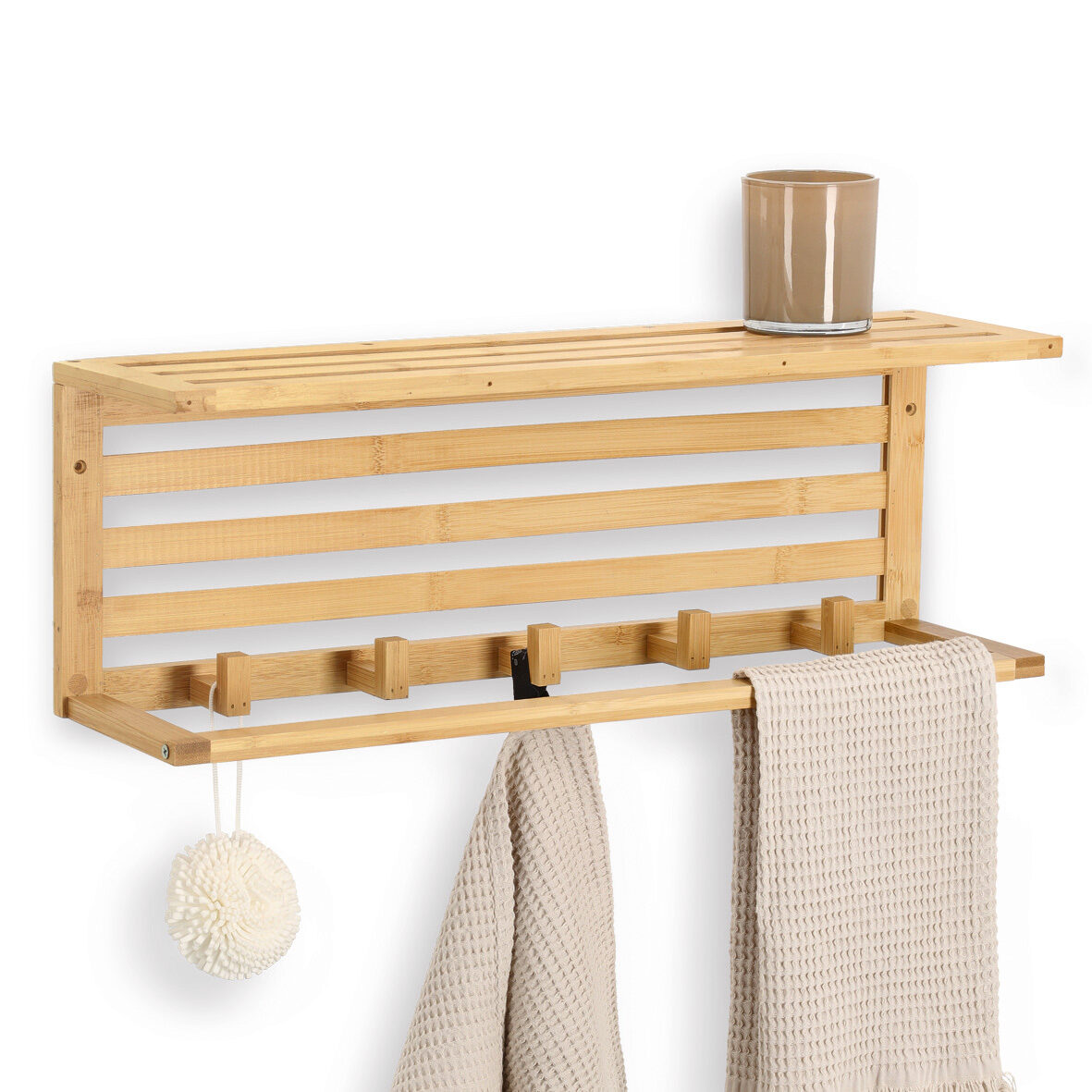 zeller-present-home-wandregal-bambus-mit-haken-garderobe image 2